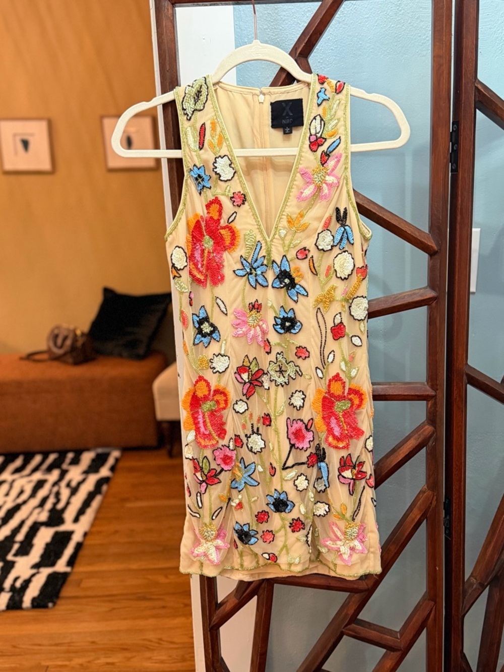 Embellished Sequin Floral Mini Dress - Picture 6 of 9